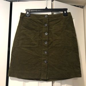 Dark green button down skirt